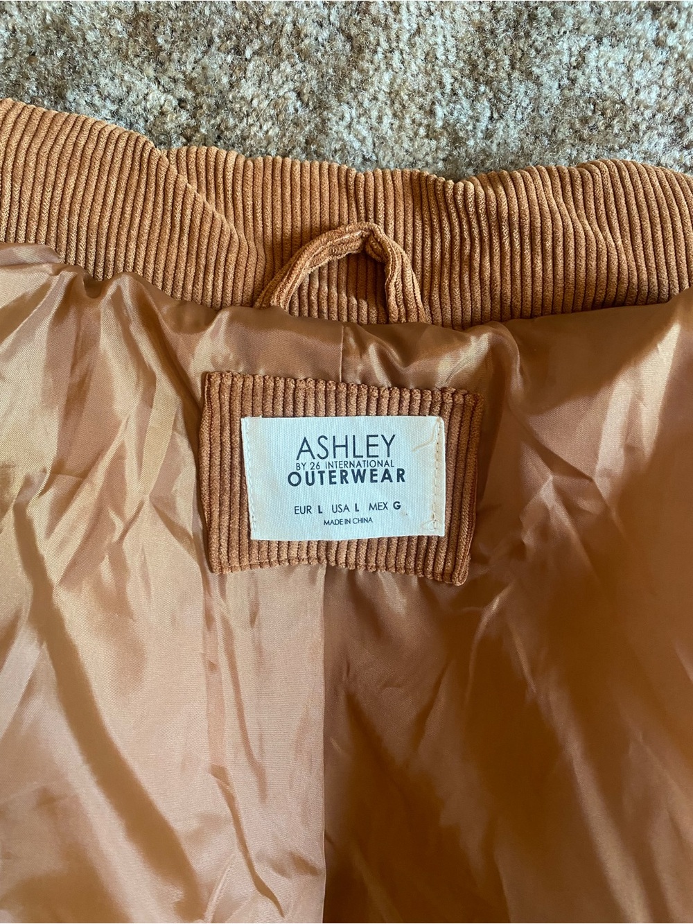 Ashley By 26 International Women's Tan Corduroy Puffer Jacket - Picture 5 of 6